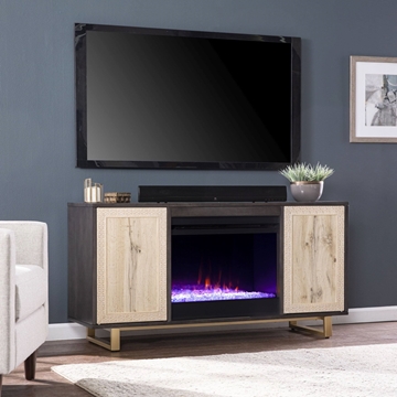 Wilconia Color Changing Fireplace with Media Storage and Carved Details