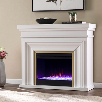 Bevonly White Color Changing Fireplace