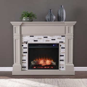 Birkover Touch Screen Electric Fireplace with Marble Surround