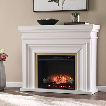 Bevonly White Electric Fireplace with Touch Screen Control Panel