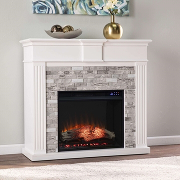 Bondale Touch Screen Electric Fireplace with Faux Stone Surround