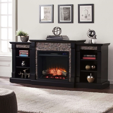 Gallatin Touch Screen Electric Fireplace with Bookcases
