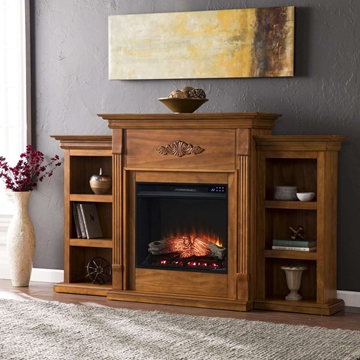 Tennyson Touch Screen Electric Fireplace with Bookcases