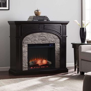 Tanaya Touch Screen Electric Fireplace with Faux Stone