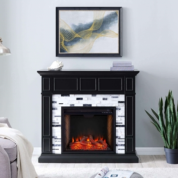 Drovling Marble Fireplace with Smart Firebox