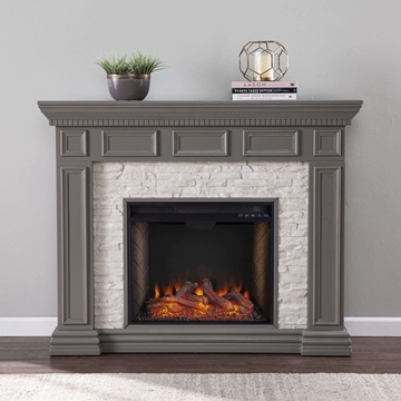 Dakesbury Smart Fireplace with Faux Stone
