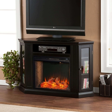 Claremont Smart Corner Fireplace with Storage - Black