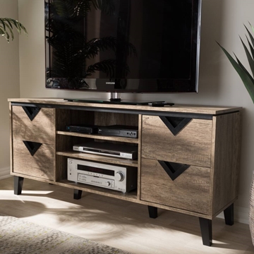 Baxton Studio Beacon Modern and Contemporary Light Brown Wood 55-Inch TV Stand