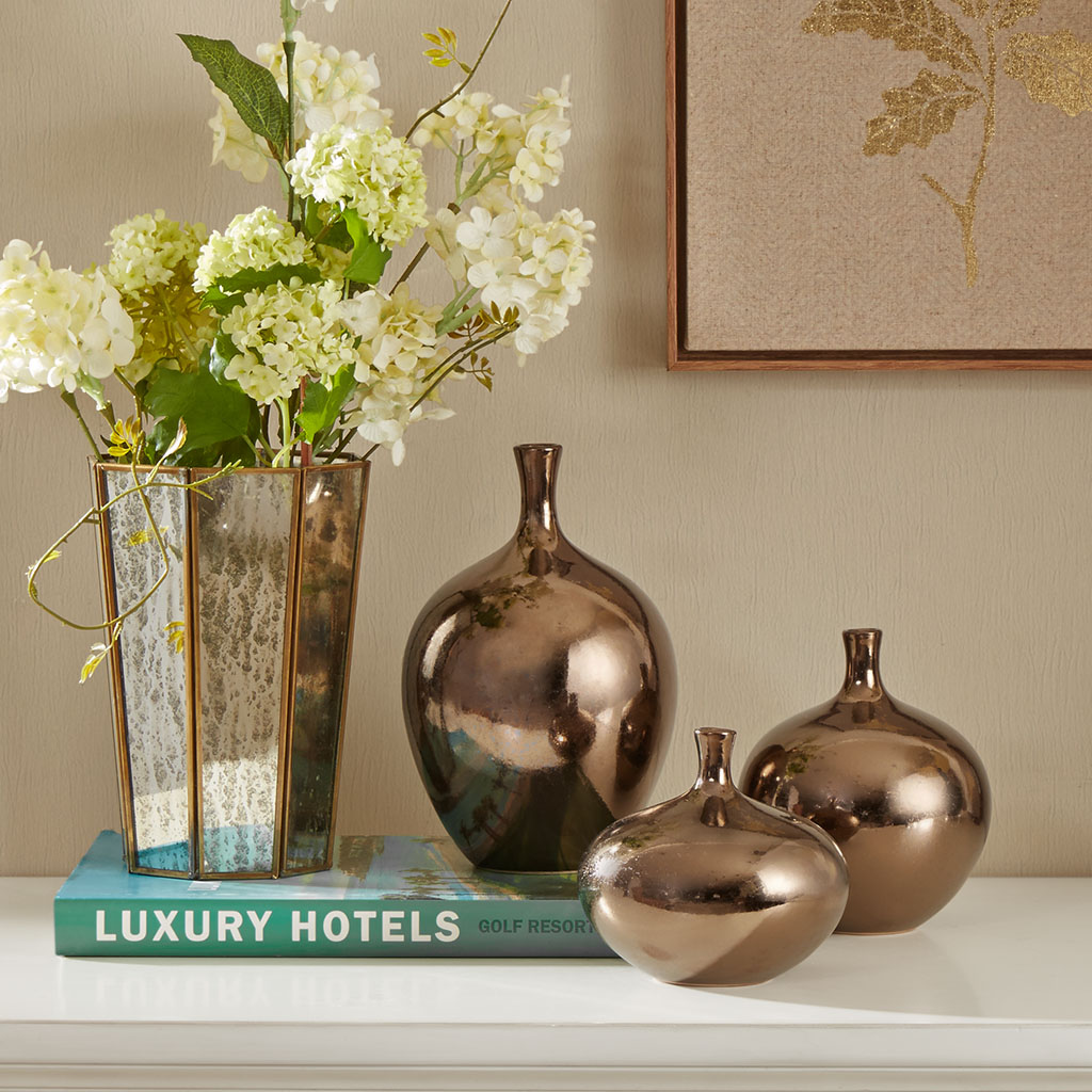 Ansen Metallic 3PC Vase Set