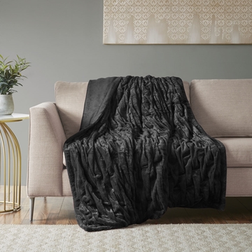 Luxury Ruched Fur Knitted Throw